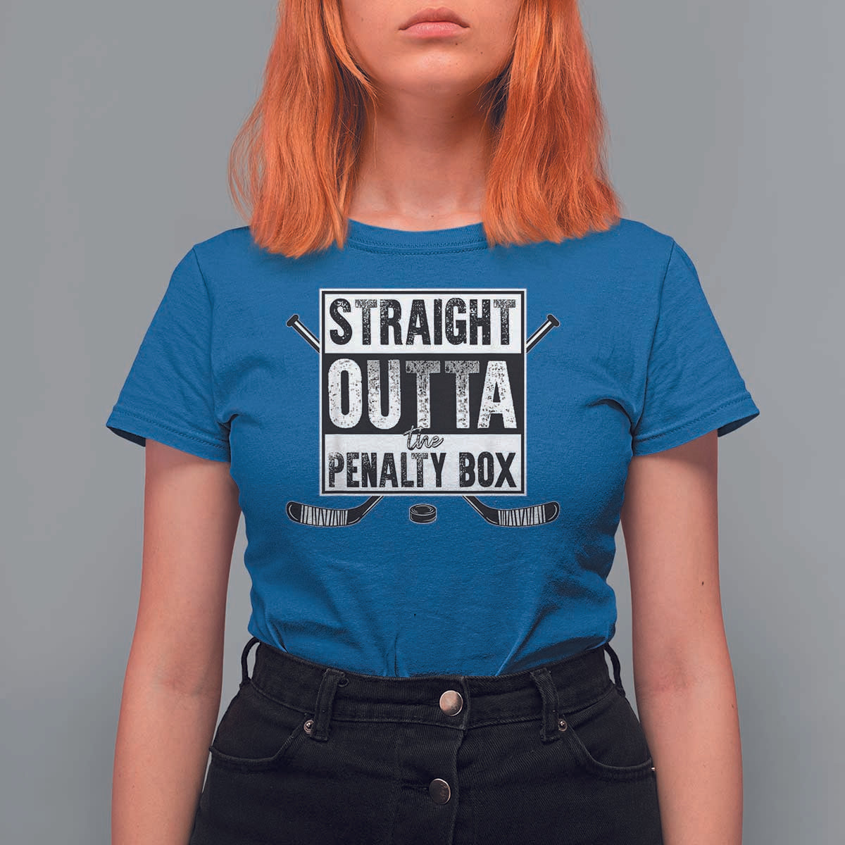 Funny Ice Hockey T Shirt For Women Straight Outta The Penalty Box Vintage Ice Hockey Sticks - Wonder Print Shop