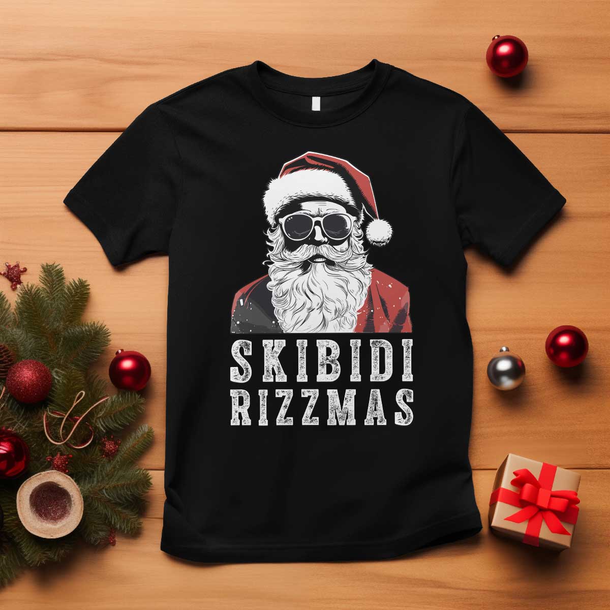 Funny Christmas Santa T Shirt Skibidi Rizzmas Cool Charisma Rizz Santa Claus - Wonder Print Shop