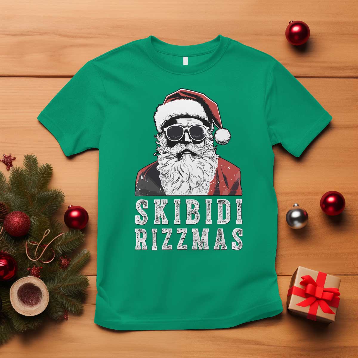 Funny Christmas Santa T Shirt Skibidi Rizzmas Cool Charisma Rizz Santa Claus - Wonder Print Shop