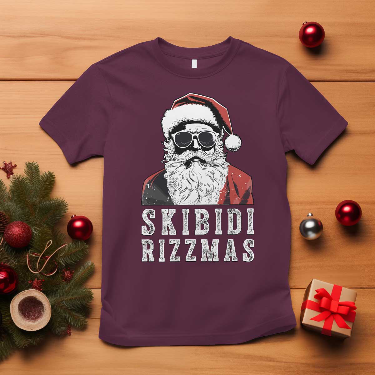 Funny Christmas Santa T Shirt Skibidi Rizzmas Cool Charisma Rizz Santa Claus - Wonder Print Shop