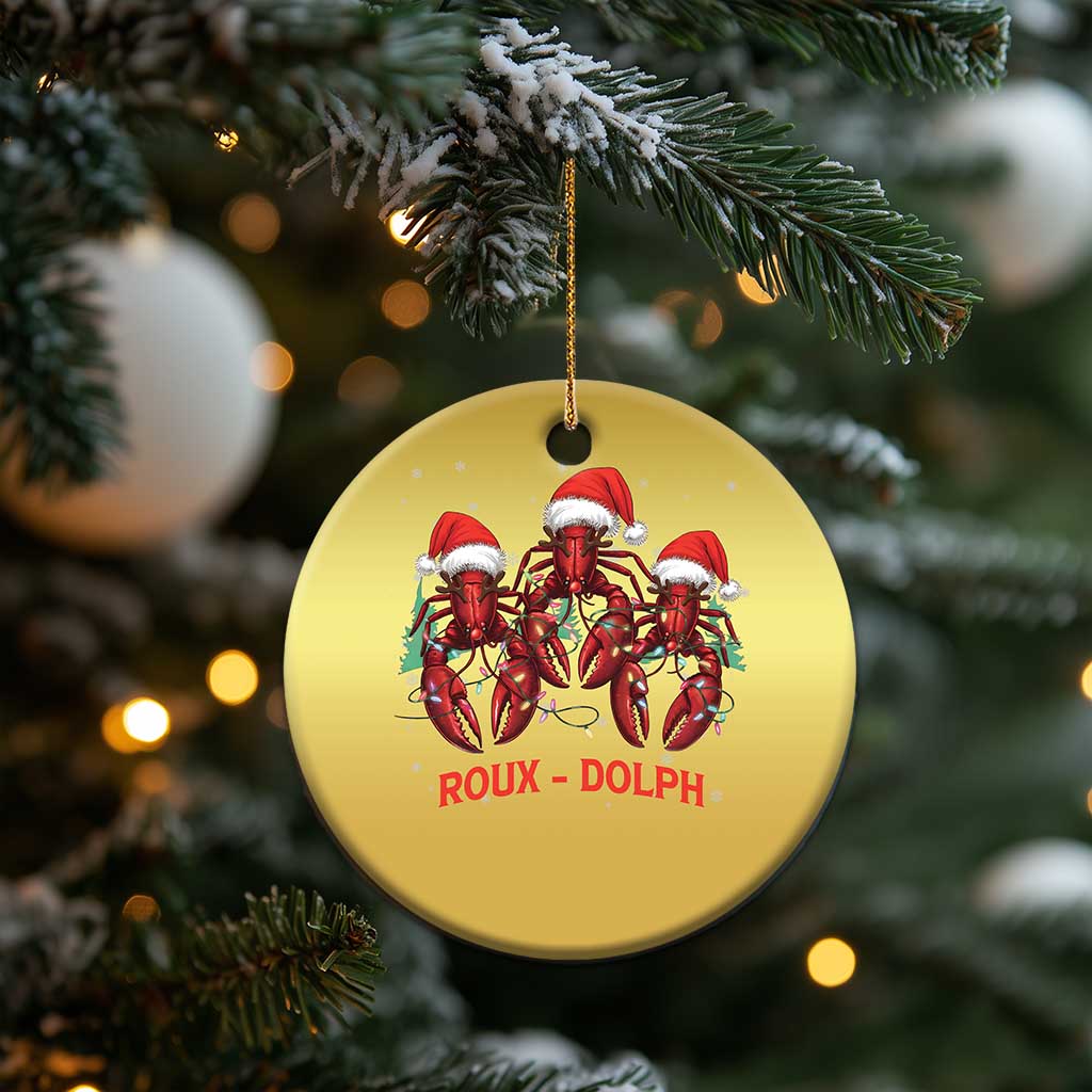 Funny Xmas Cajun Louisiana Christmas Ornament Roux-Dolph Crawfish Reindeers Santa Hat - Wonder Print Shop