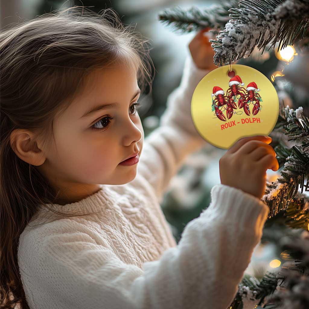 Funny Xmas Cajun Louisiana Christmas Ornament Roux-Dolph Crawfish Reindeers Santa Hat - Wonder Print Shop