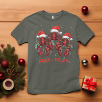 Funny Christmas Cajun Louisiana T Shirt Roux-Dolph Crawfish Reindeers Santa Hat - Wonder Print Shop