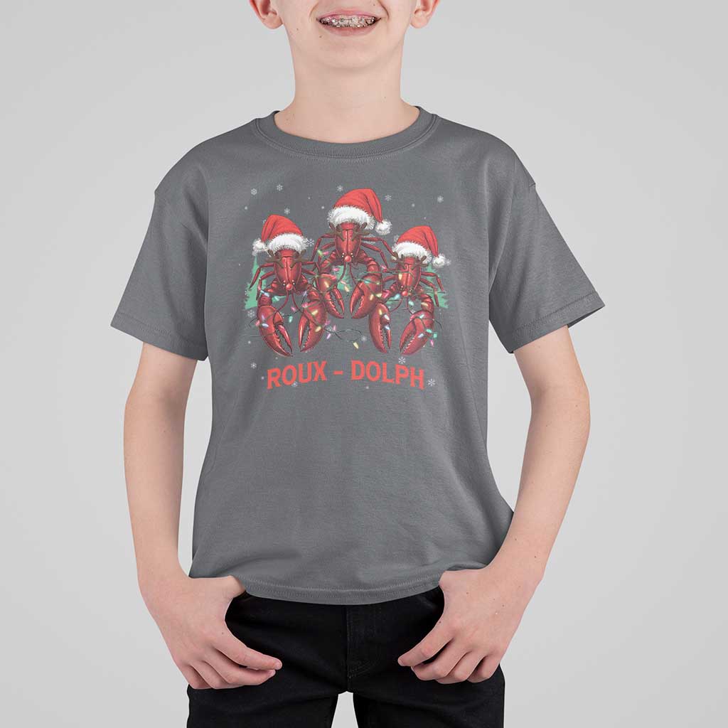 Funny Christmas Cajun Louisiana T Shirt For Kid Roux-Dolph Crawfish Reindeers Santa Hat - Wonder Print Shop
