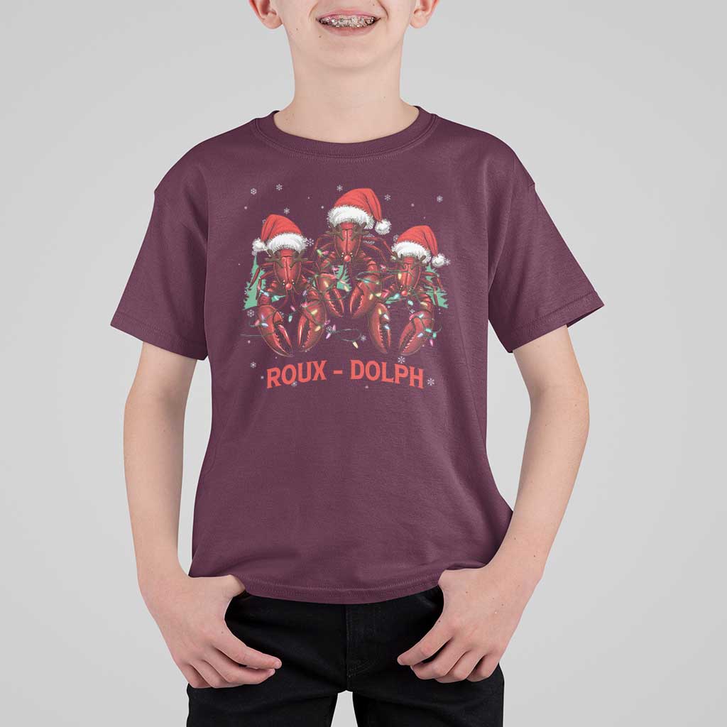 Funny Christmas Cajun Louisiana T Shirt For Kid Roux-Dolph Crawfish Reindeers Santa Hat - Wonder Print Shop