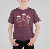 Funny Christmas Cajun Louisiana T Shirt For Kid Roux-Dolph Crawfish Reindeers Santa Hat - Wonder Print Shop