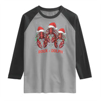 Funny Christmas Cajun Louisiana Raglan Shirt Roux-Dolph Crawfish Reindeers Santa Hat - Wonder Print Shop