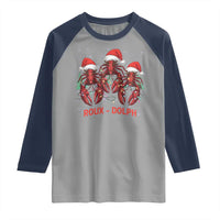 Funny Christmas Cajun Louisiana Raglan Shirt Roux-Dolph Crawfish Reindeers Santa Hat - Wonder Print Shop