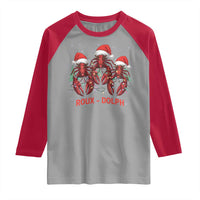 Funny Christmas Cajun Louisiana Raglan Shirt Roux-Dolph Crawfish Reindeers Santa Hat - Wonder Print Shop