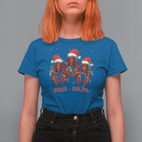 Funny Christmas Cajun Louisiana T Shirt For Women Roux-Dolph Crawfish Reindeers Santa Hat - Wonder Print Shop