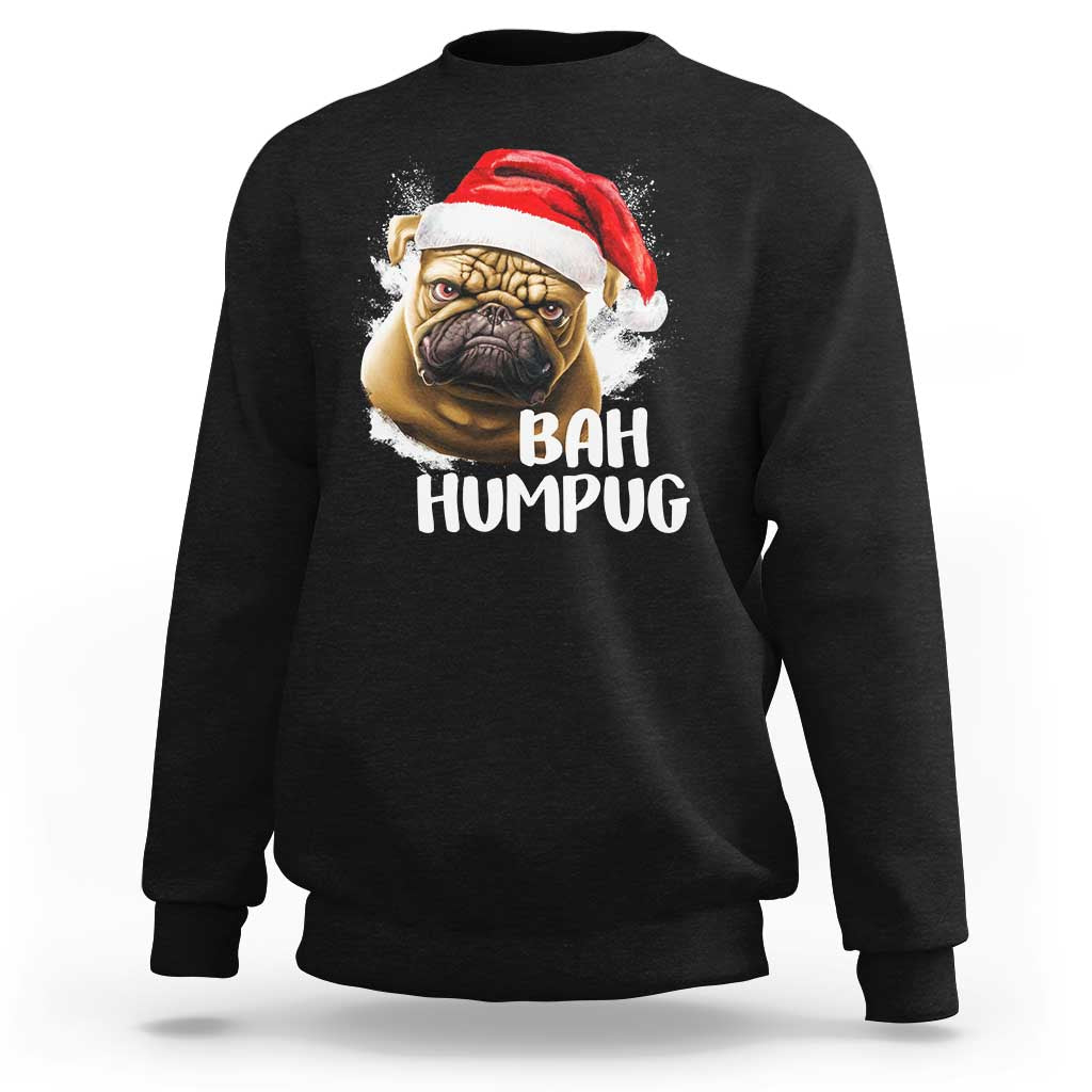 Funny Christmas Pug Dog Sweatshirt Bah Humpug Humbug Cute Pet - Wonder Print Shop