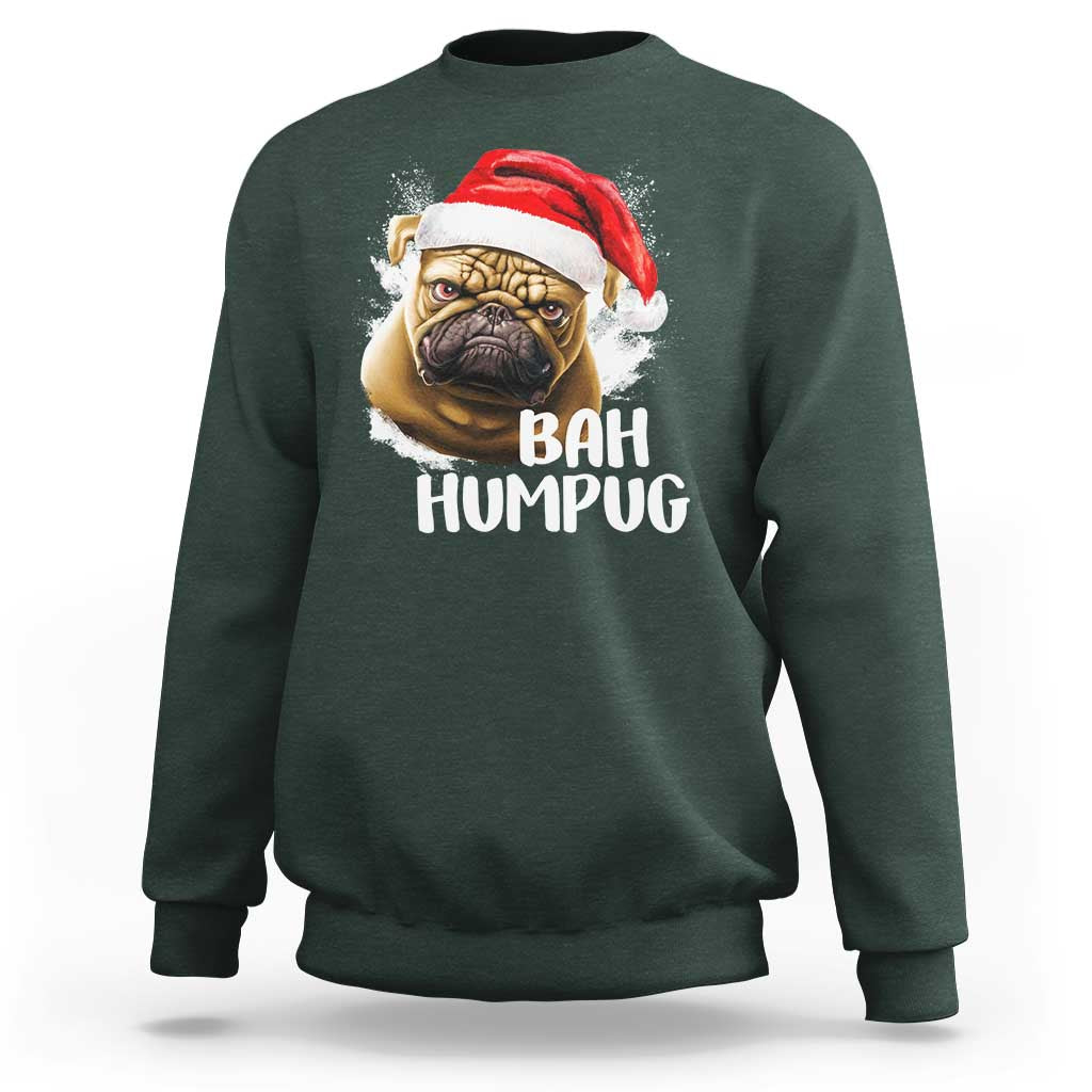 Funny Christmas Pug Dog Sweatshirt Bah Humpug Humbug Cute Pet - Wonder Print Shop
