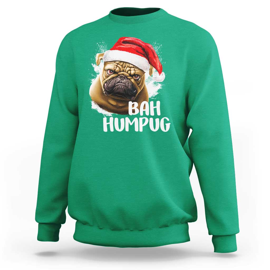 Funny Christmas Pug Dog Sweatshirt Bah Humpug Humbug Cute Pet - Wonder Print Shop
