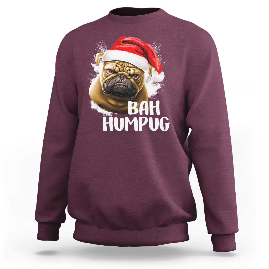 Funny Christmas Pug Dog Sweatshirt Bah Humpug Humbug Cute Pet - Wonder Print Shop