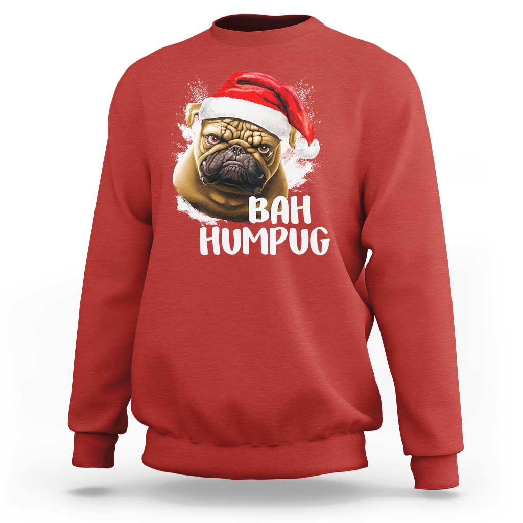 Funny Christmas Pug Dog Sweatshirt Bah Humpug Humbug Cute Pet - Wonder Print Shop
