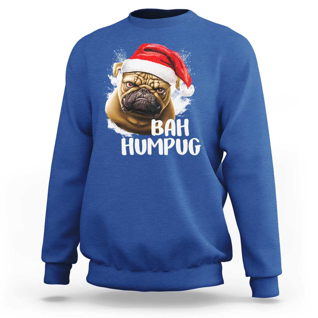 Funny Christmas Pug Dog Sweatshirt Bah Humpug Humbug Cute Pet - Wonder Print Shop