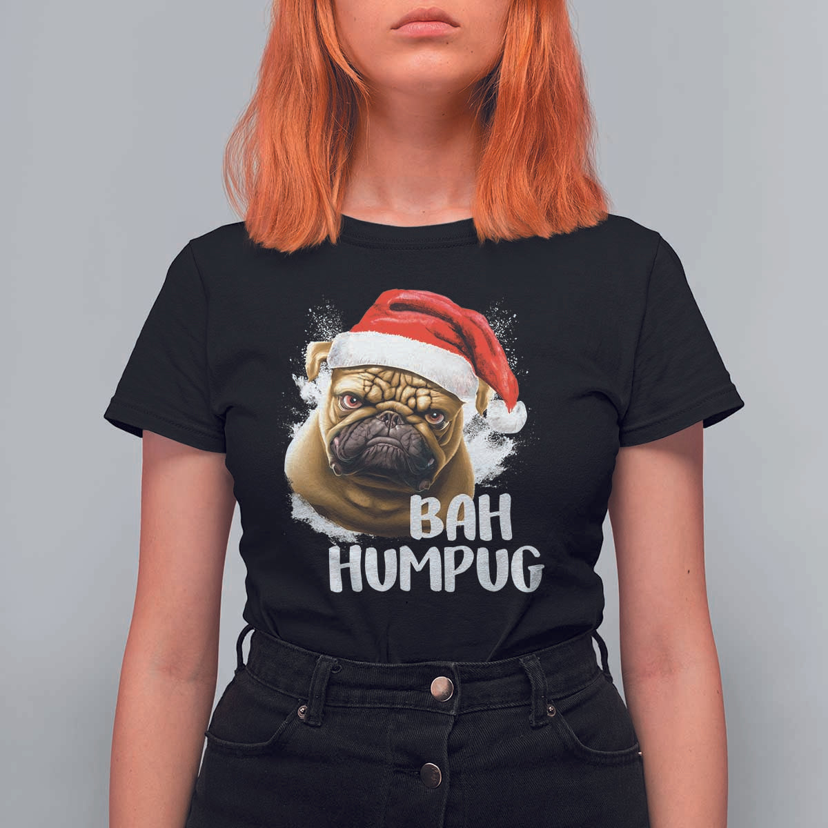Funny Christmas Pug Dog T Shirt For Women Bah Humpug Humbug Cute Pet - Wonder Print Shop