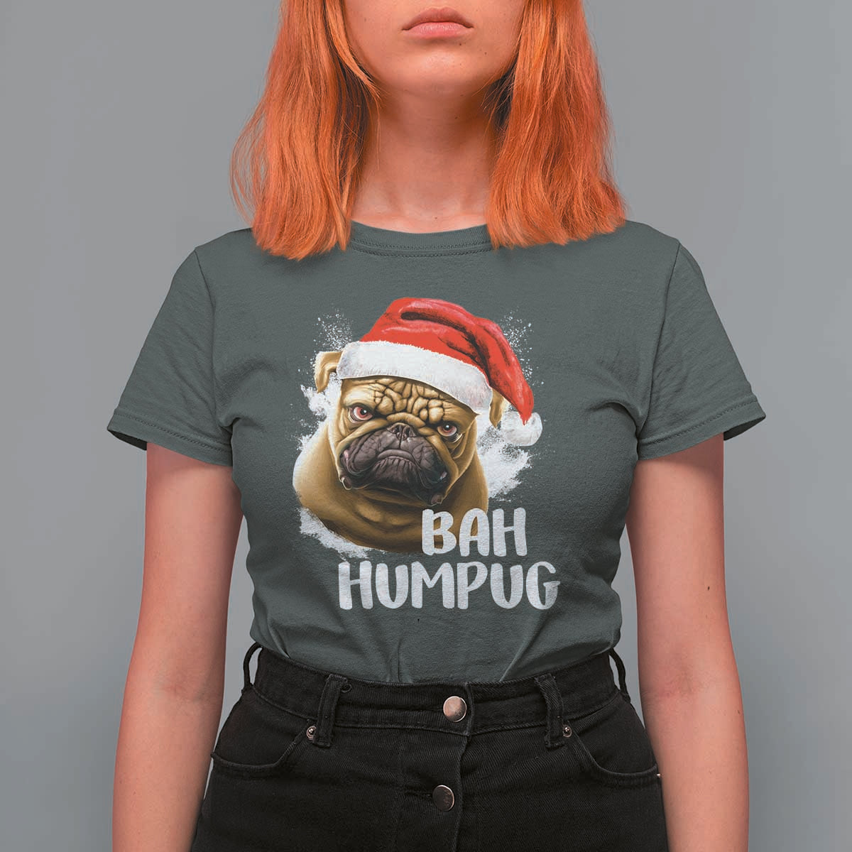 Funny Christmas Pug Dog T Shirt For Women Bah Humpug Humbug Cute Pet - Wonder Print Shop