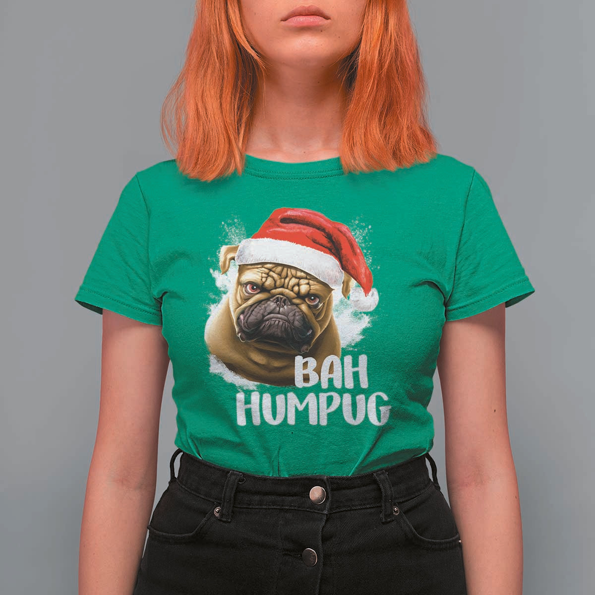 Funny Christmas Pug Dog T Shirt For Women Bah Humpug Humbug Cute Pet - Wonder Print Shop