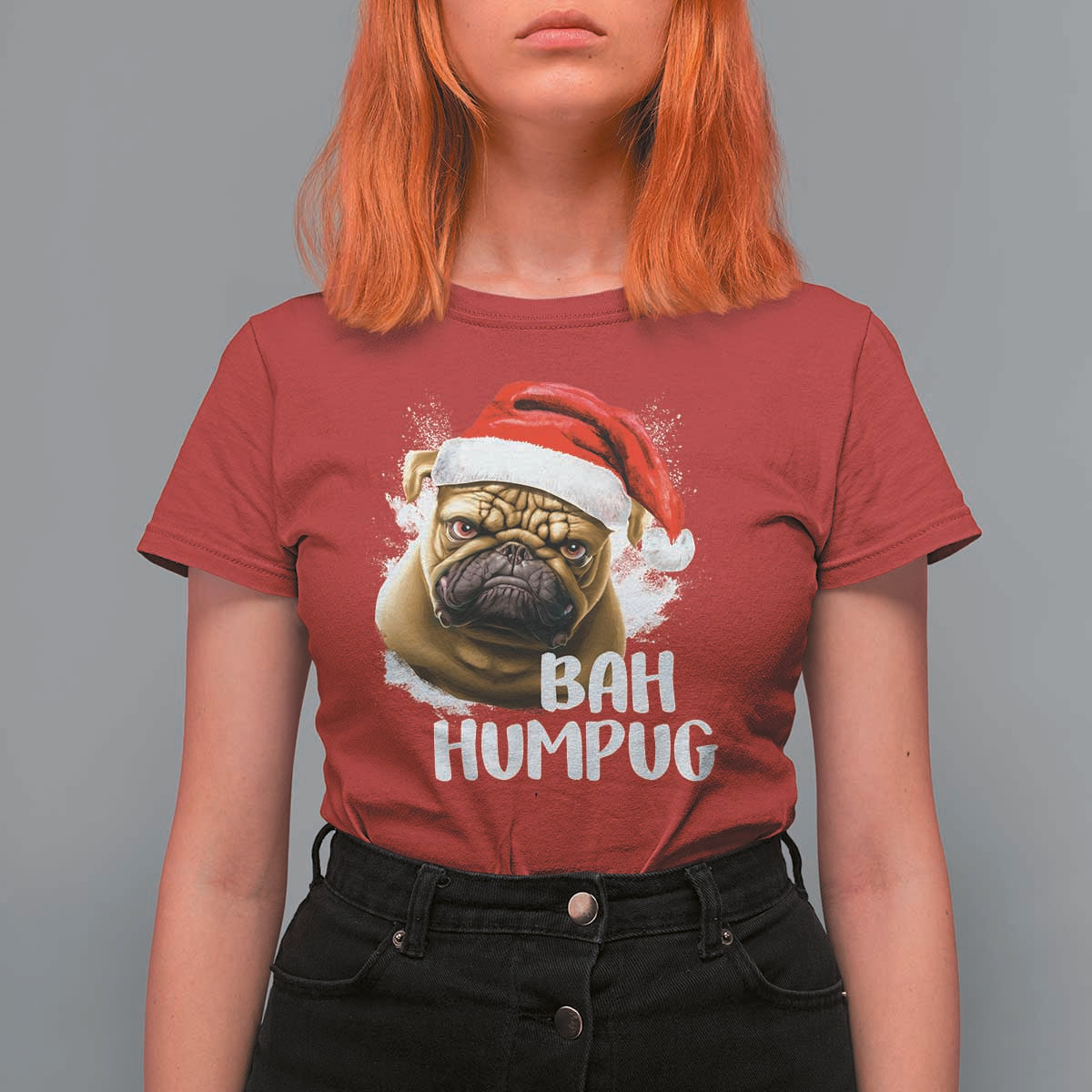 Funny Christmas Pug Dog T Shirt For Women Bah Humpug Humbug Cute Pet - Wonder Print Shop