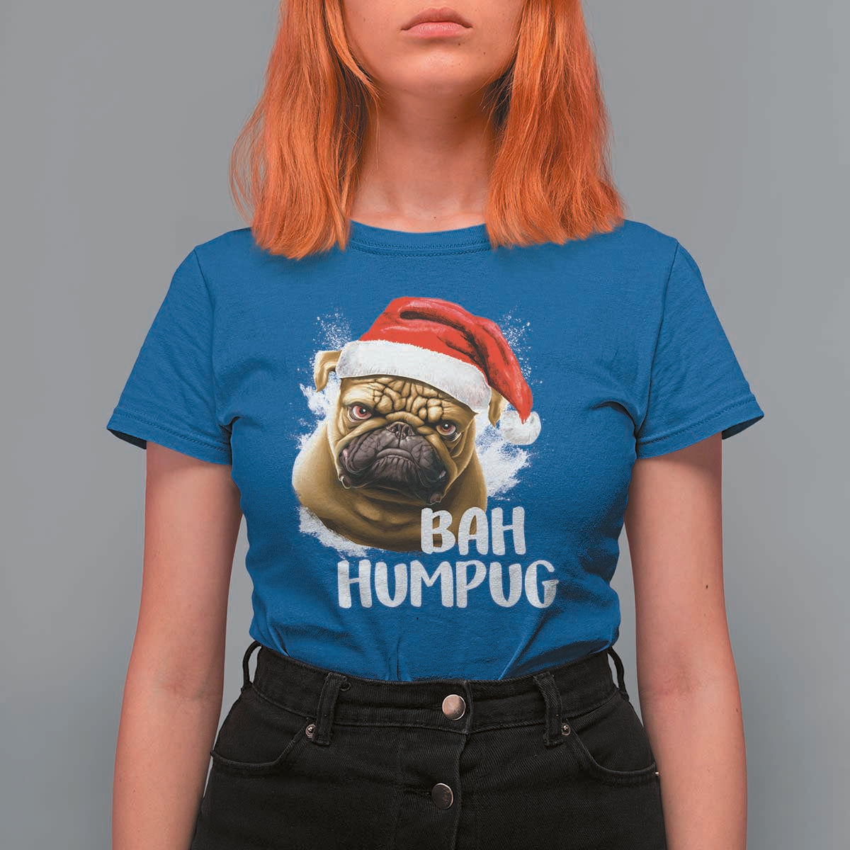 Funny Christmas Pug Dog T Shirt For Women Bah Humpug Humbug Cute Pet - Wonder Print Shop