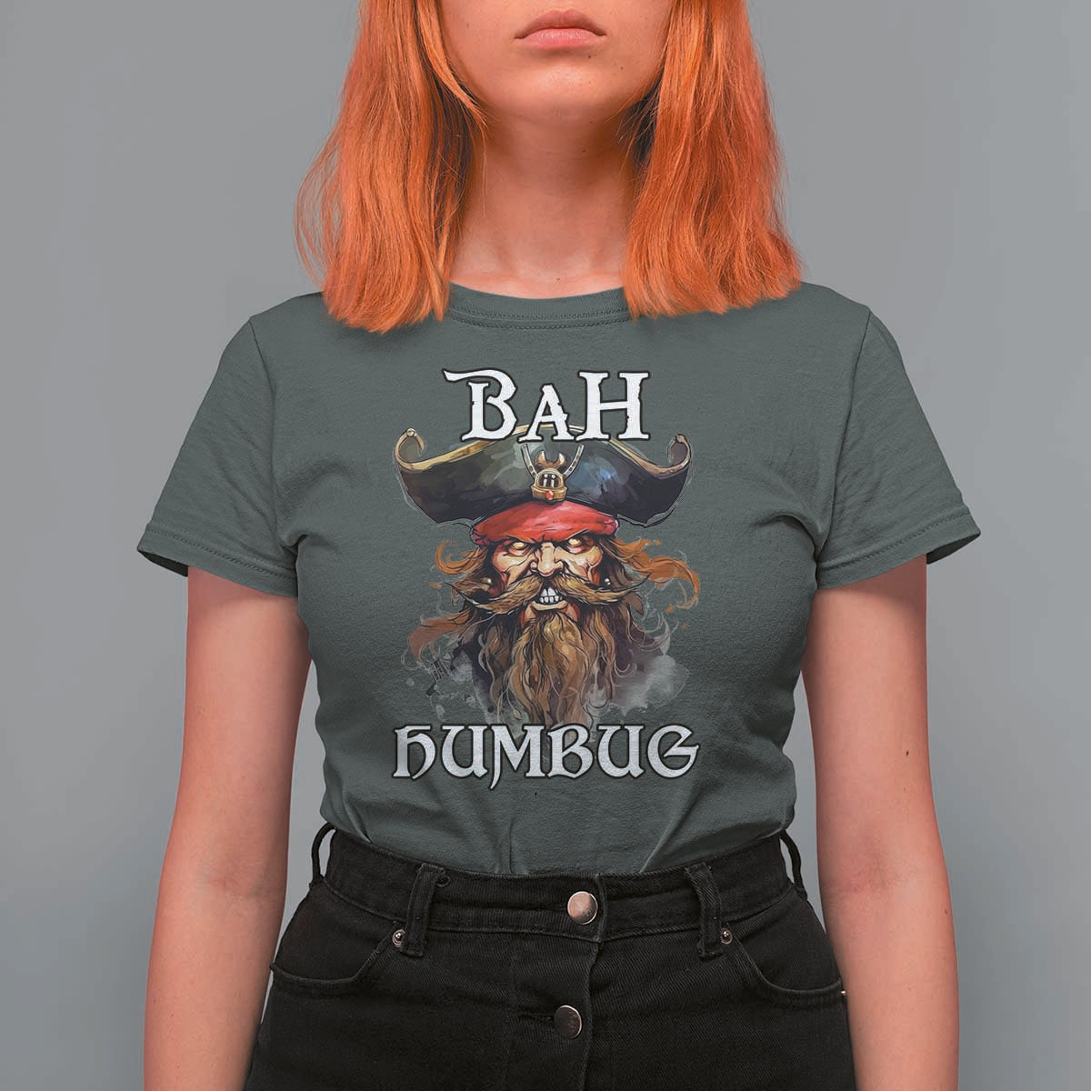 Funny Bah Humbug Christmas Pirate T Shirt For Women - Wonder Print Shop