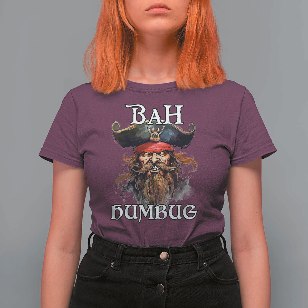 Funny Bah Humbug Christmas Pirate T Shirt For Women - Wonder Print Shop