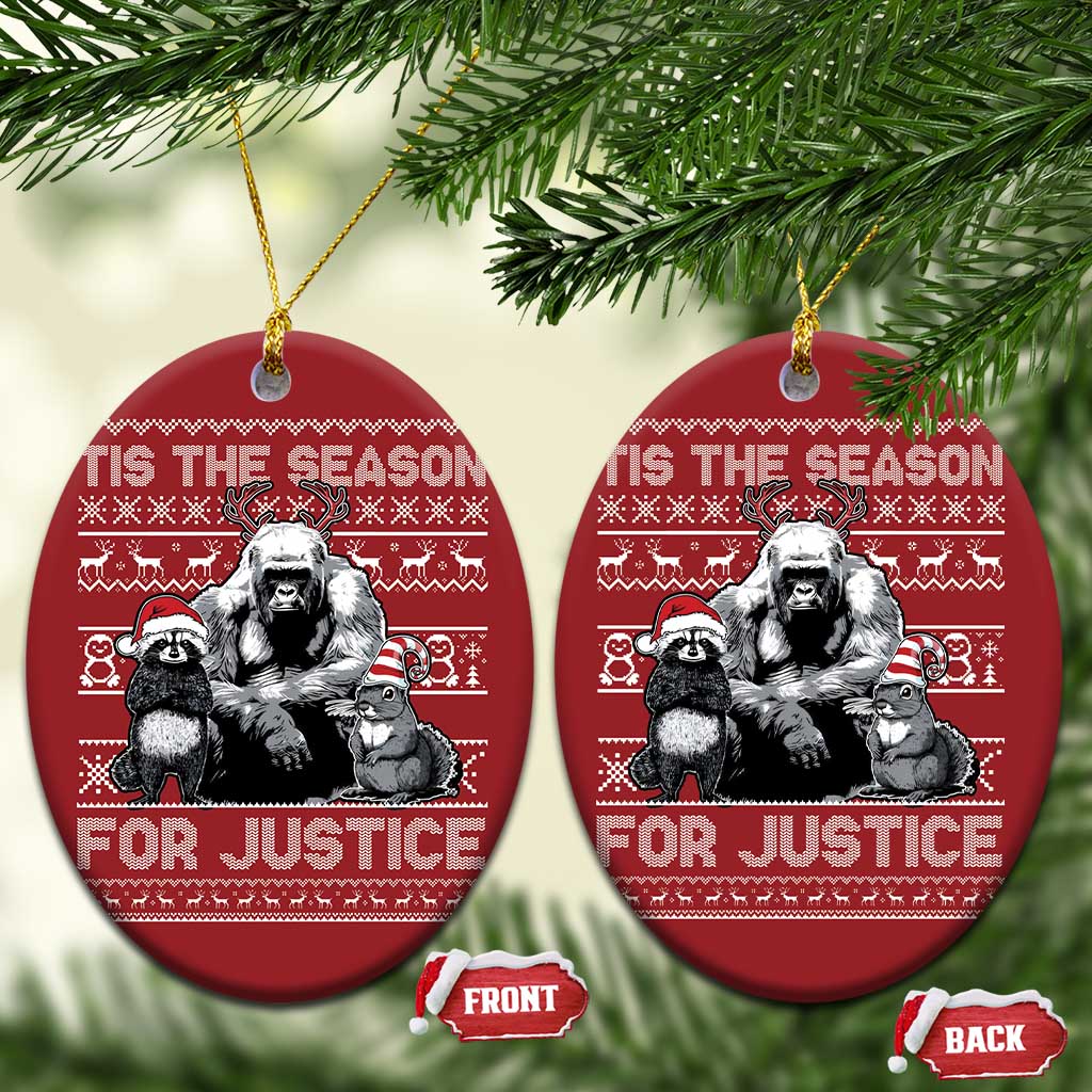 Tis The Season For Justice Christmas Ornament Harambe Peanut Fred Xmas - Wonder Print Shop