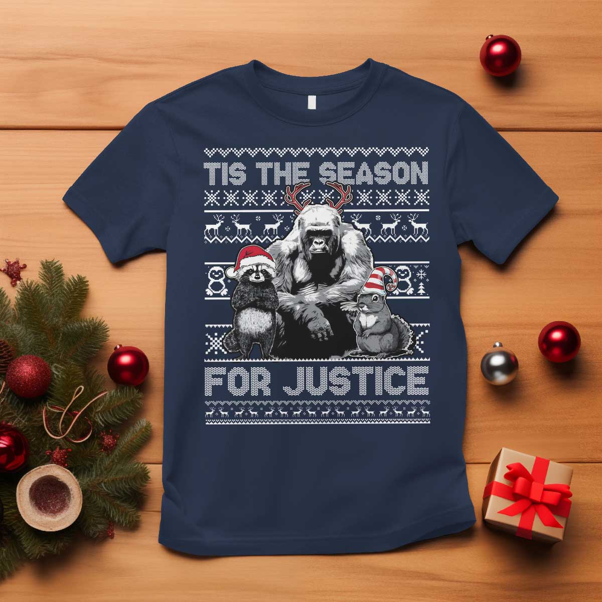 Tis The Season For Justice T Shirt Harambe Peanut Fred Christmas - Wonder Print Shop