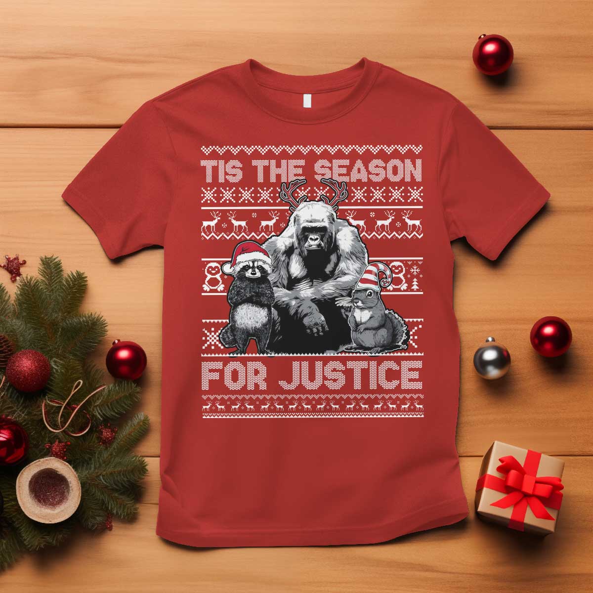 Tis The Season For Justice T Shirt Harambe Peanut Fred Christmas - Wonder Print Shop