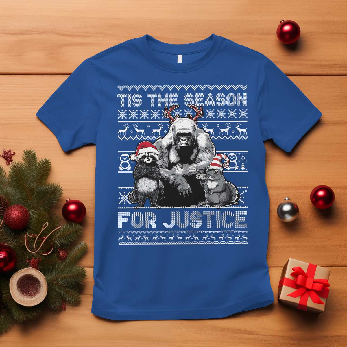 Tis The Season For Justice T Shirt Harambe Peanut Fred Christmas - Wonder Print Shop