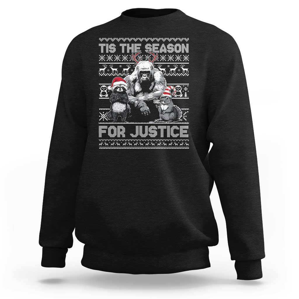 Tis The Season For Justice Sweatshirt Harambe Peanut Fred Christmas - Wonder Print Shop