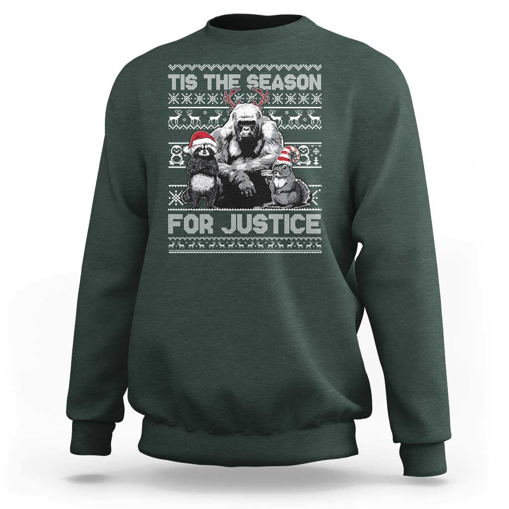 Tis The Season For Justice Sweatshirt Harambe Peanut Fred Christmas - Wonder Print Shop