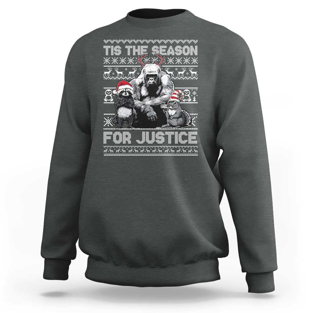 Tis The Season For Justice Sweatshirt Harambe Peanut Fred Christmas - Wonder Print Shop