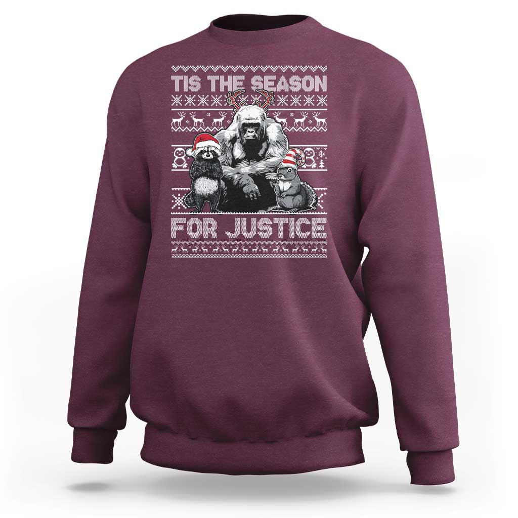 Tis The Season For Justice Sweatshirt Harambe Peanut Fred Christmas - Wonder Print Shop