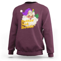 Funny Christmas Retro Cajun Louisiana Santa Sweatshirt Better Not Boude' New Orleans Saint Symbol - Wonder Print Shop