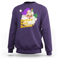 Funny Christmas Retro Cajun Louisiana Santa Sweatshirt Better Not Boude' New Orleans Saint Symbol - Wonder Print Shop