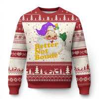 Funny Xmas Retro Cajun Louisiana Santa Ugly Christmas Sweater Better Not Boude' New Orleans Saint Symbol - Wonder Print Shop