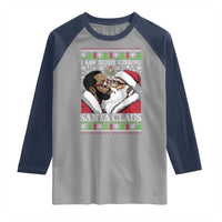 Funny I Saw Diddy Kissing Santa Claus Christmas Mistletoe Raglan Shirt - Wonder Print Shop