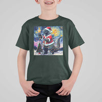 Funny Christmas Santa Godzilla Japanese Monster Starry Night T Shirt For Kid - Wonder Print Shop