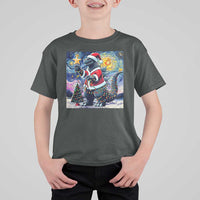 Funny Christmas Santa Godzilla Japanese Monster Starry Night T Shirt For Kid - Wonder Print Shop