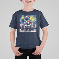 Funny Christmas Santa Godzilla Japanese Monster Starry Night T Shirt For Kid - Wonder Print Shop