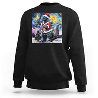 Funny Christmas Santa Godzilla Japanese Monster Starry Night Sweatshirt - Wonder Print Shop