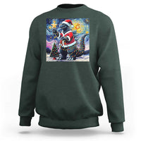 Funny Christmas Santa Godzilla Japanese Monster Starry Night Sweatshirt - Wonder Print Shop