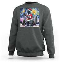 Funny Christmas Santa Godzilla Japanese Monster Starry Night Sweatshirt - Wonder Print Shop