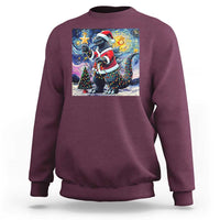 Funny Christmas Santa Godzilla Japanese Monster Starry Night Sweatshirt - Wonder Print Shop