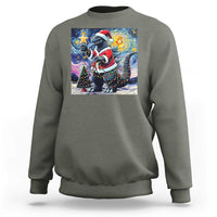 Funny Christmas Santa Godzilla Japanese Monster Starry Night Sweatshirt - Wonder Print Shop