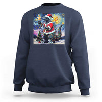 Funny Christmas Santa Godzilla Japanese Monster Starry Night Sweatshirt - Wonder Print Shop
