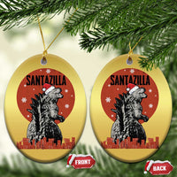 Funny Xmas Santa Godzilla Christmas Ornament Santazilla Japanese Monster - Wonder Print Shop