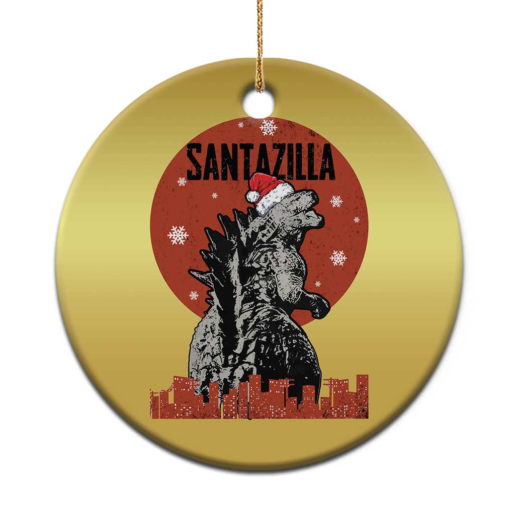 Funny Xmas Santa Godzilla Christmas Ornament Santazilla Japanese Monster - Wonder Print Shop